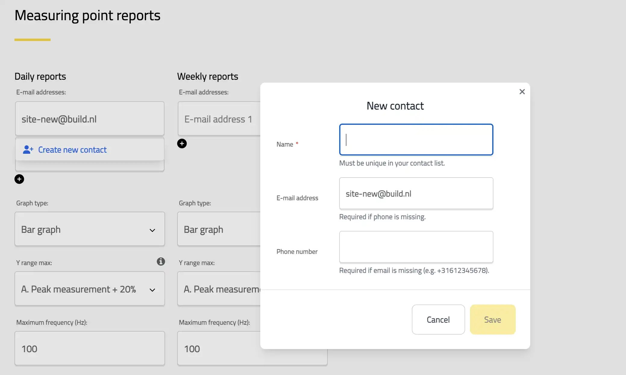 Create a new contact for the address book without leaving the page