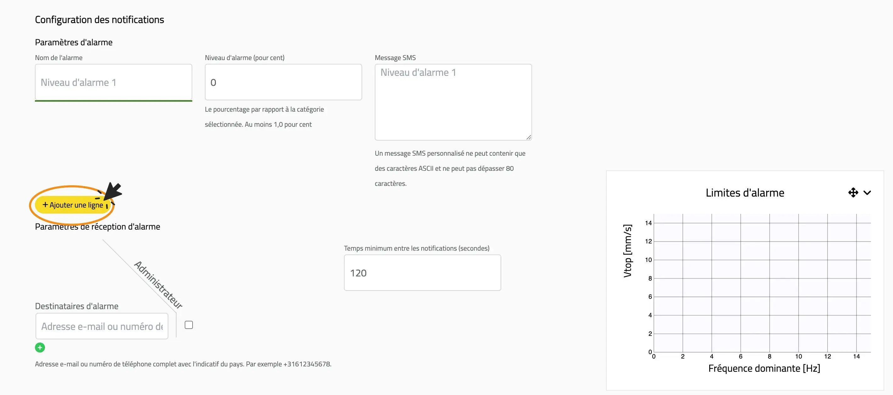 Niveaux d'alerte interface claire