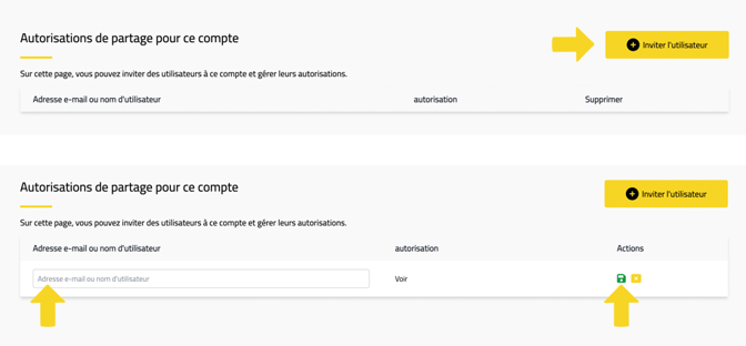 Honeycomb partage de données : inviter un utilisateur