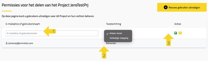 *Honeycomb gegevens delen: gebruiker uitnodigen met Alleen-lezen of Volledige toegang modus*