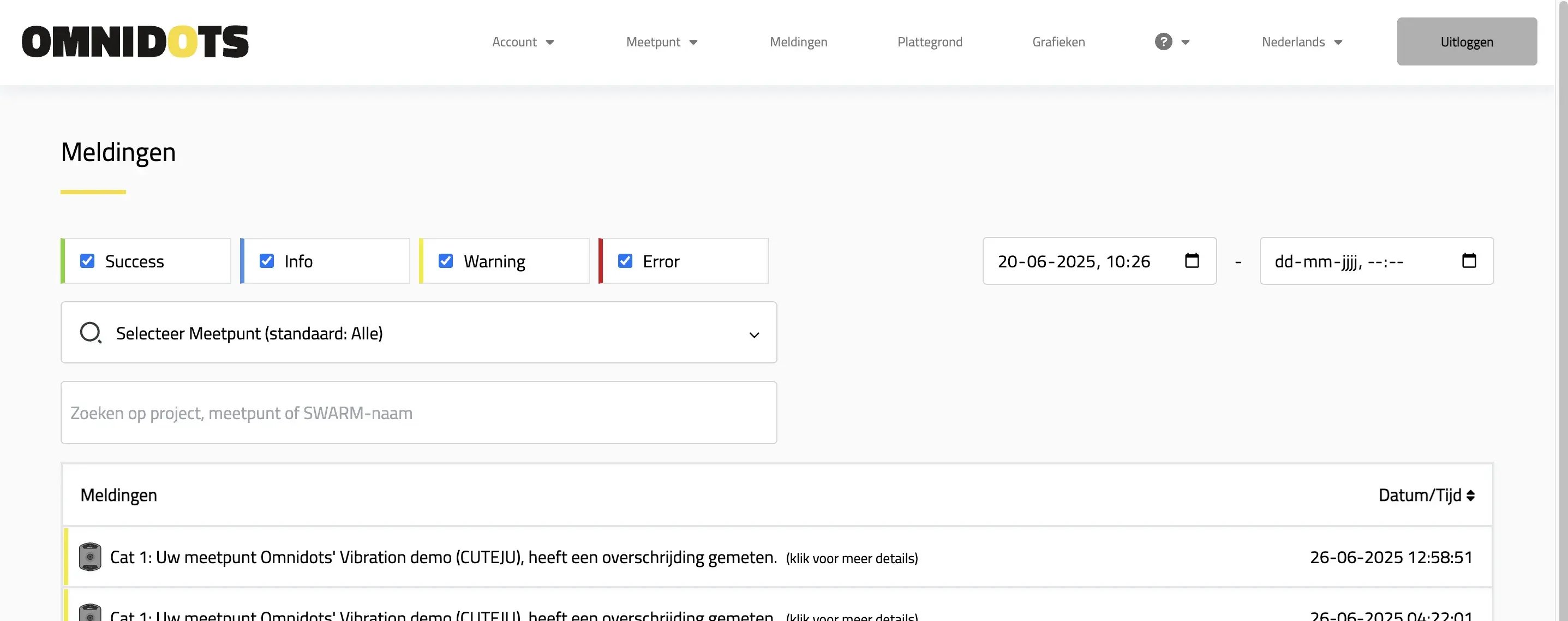 Notificatie filters
