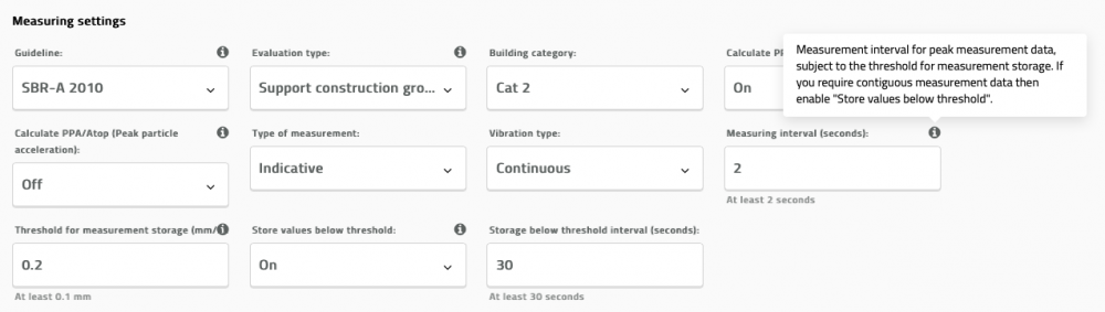 Omnidots Honeycomb Screenshot Grenze für Messungsspeicherung