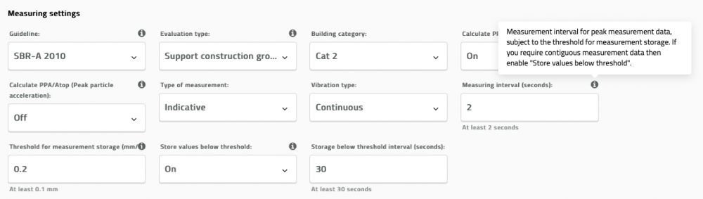 Omnidots Honeycomb screenshot Threshold for measurement storage