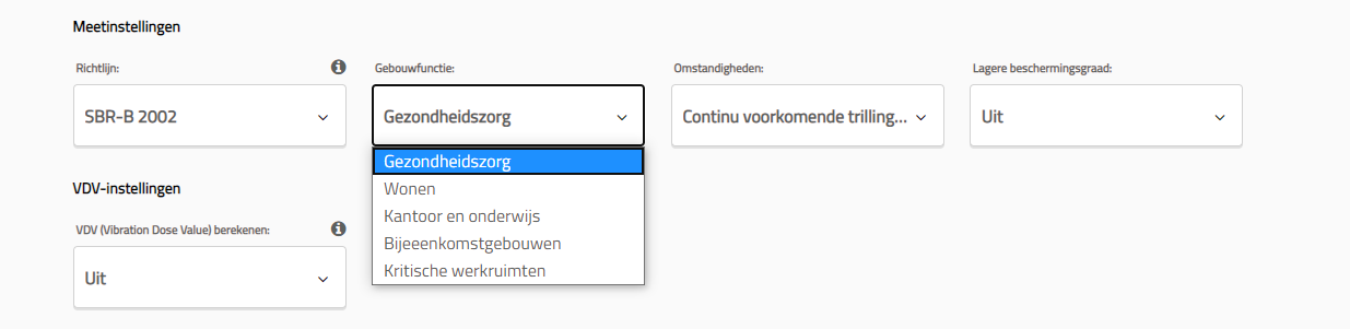 SBR-B gebouwfunctie instellen