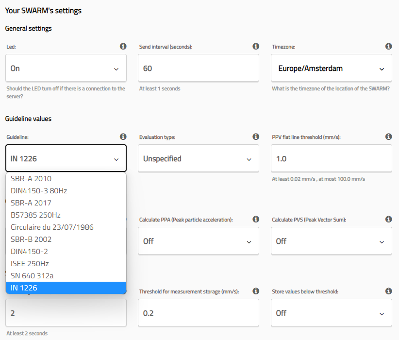 Guideline dropdown