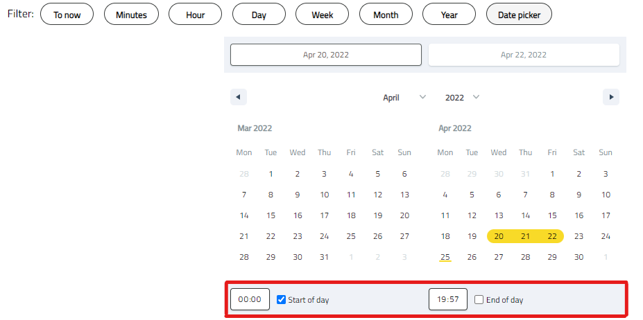 selección del Date Picker