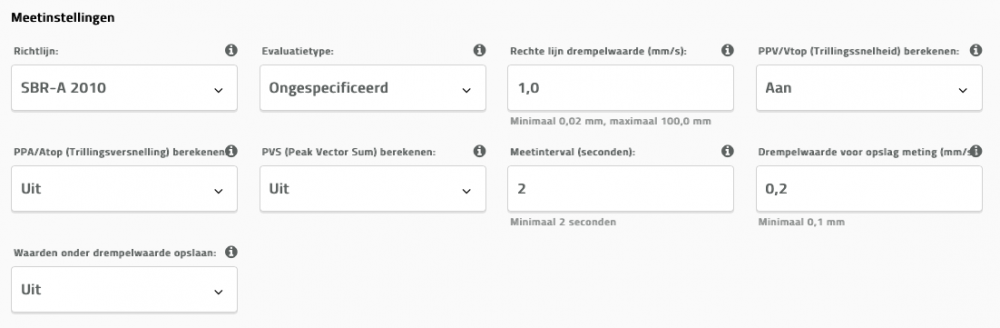 Omnidots Honeycomb screenshot Drempelwaarde voor opslag van metingen